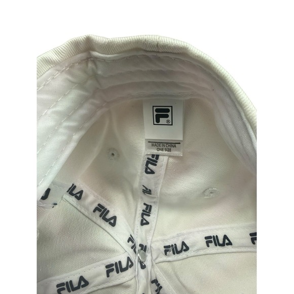 FILA Dad Hat Adjustable One Size White Cotton Logo Cap NEW - Picture 5 of 6